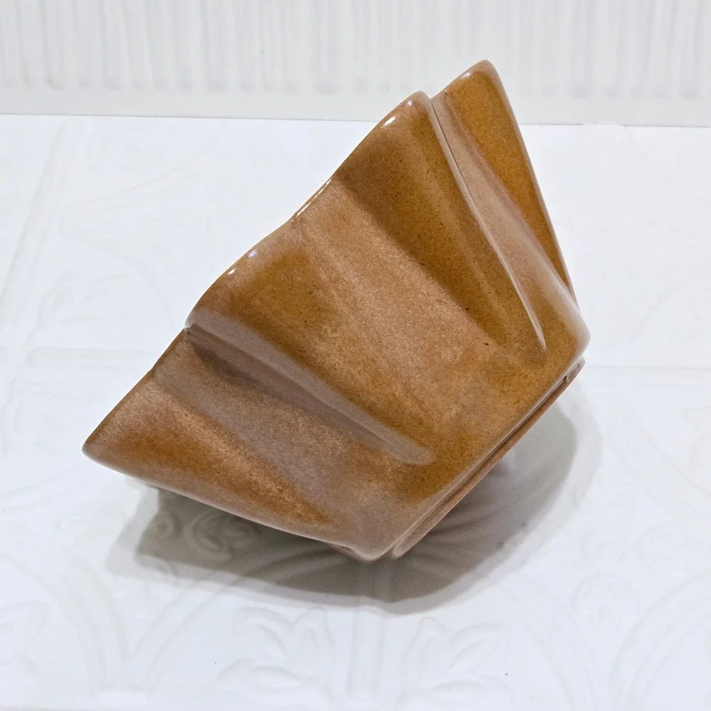 Frankoma Pottery Fluted‎ Bowl Dish Brown Tan F33